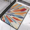 thumbnail image 2 of Boho Chic Bath Mat with Retro Sun Design - Non-Slip for Safety, Half Round, Colorful Water Absorbent Microfiber, Easy Maintenance with Machine Washability, Perfect for Bathroom or Shower, 20x32 inch, 2 of 5