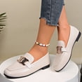 thumbnail image 2 of YOUYEDIAN Loafers for Women Versatile Low Block Heel Fashion Square Toe Comfy Flats Casual Outdoor Chain Deco Slip On Dress Shoes, 2 of 5