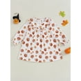 thumbnail image 2 of Suealasg Little Girls Halloween Clothes Kids Girls Fall Casual Dress 1T 2T 3T 4T 5T Long Sleeve Pumpkin Ghost Print A-line Dress Toddler Girls Halloween Party Dress, 2 of 7