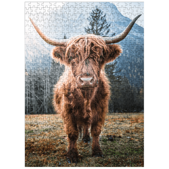 MyPuzzle - Highland Cattle In The Italian Dolomites - Premium 500 Piece Jigsaw Puzzle for Adults