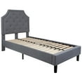 thumbnail image 3 of Twin Size Arched Tufted Platform Bed in Light Gray Fabric, 3 of 13