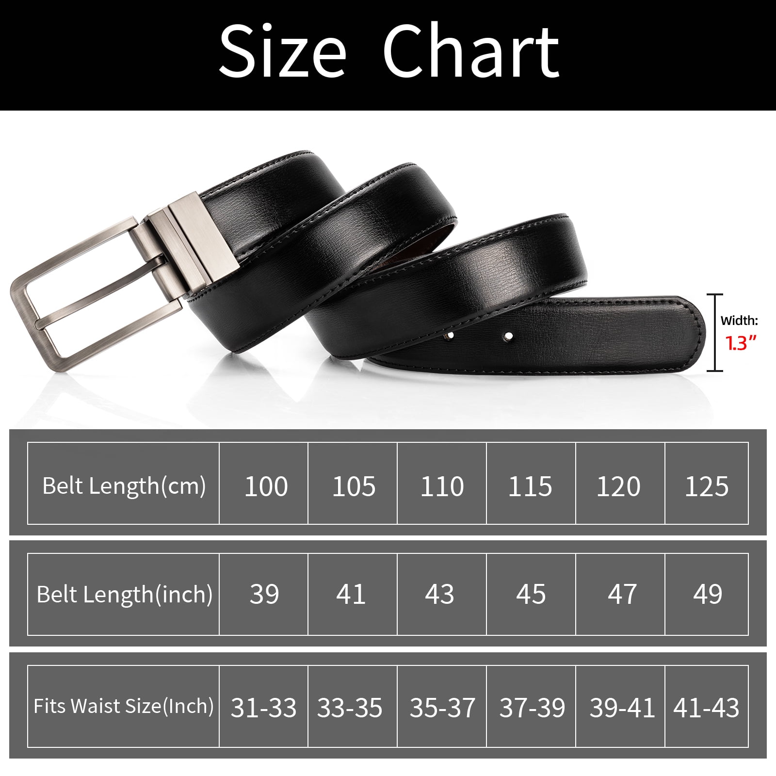 Timarkment Men's Reversible Leather Belt with Innovative
