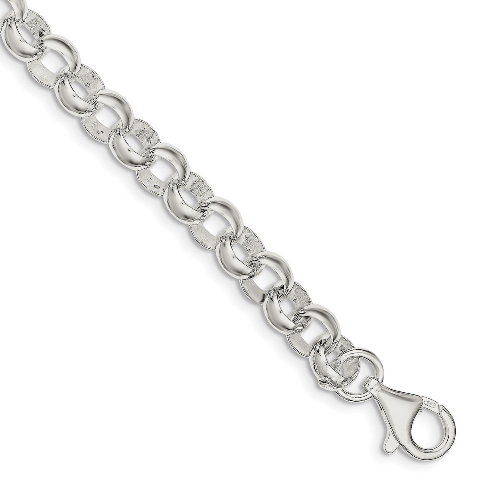 Diamond2Deal 925 Sterling Silver 8.00mm Belcher Light Rolo Chain Bracelet for Men 7.5"