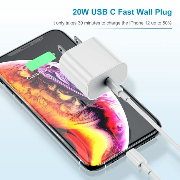 Chargeur mural USB-C rapide WINGOMART 18 W pour iPhone 14 Pro Max, iPhone  13 Pro Max, iPhone 12 Pro Max, iPhone 11, iPad Air Mini, iPad Pro avec  câble