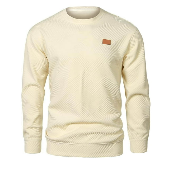 pstuiky Camisas casuales de manga larga para hombre, Sudadera deportiva informal para hombre, cuello redondo, color liso, de punto, de manga larga, con capucha versátil salir tops l