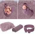 thumbnail image 3 of Coofit 3PCS Newborn Photo Prop Cute Decorative Swaddle Wrap Photography Mat & Headband, 3 of 10