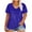 New2-Blue, variant on Patlollav Plus Size Women Short Sleeve Shirt Sequins Polluer Solid V-Neck Blouse Tops
