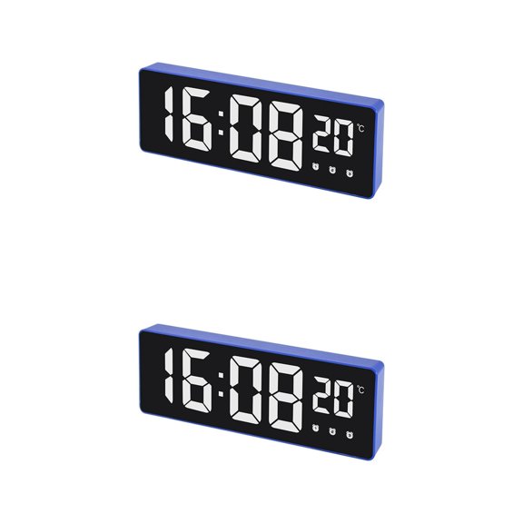 Unique Bargains 2 Pcs Triple Alarm Clock for Bedroom for Deep Sleepers Blue