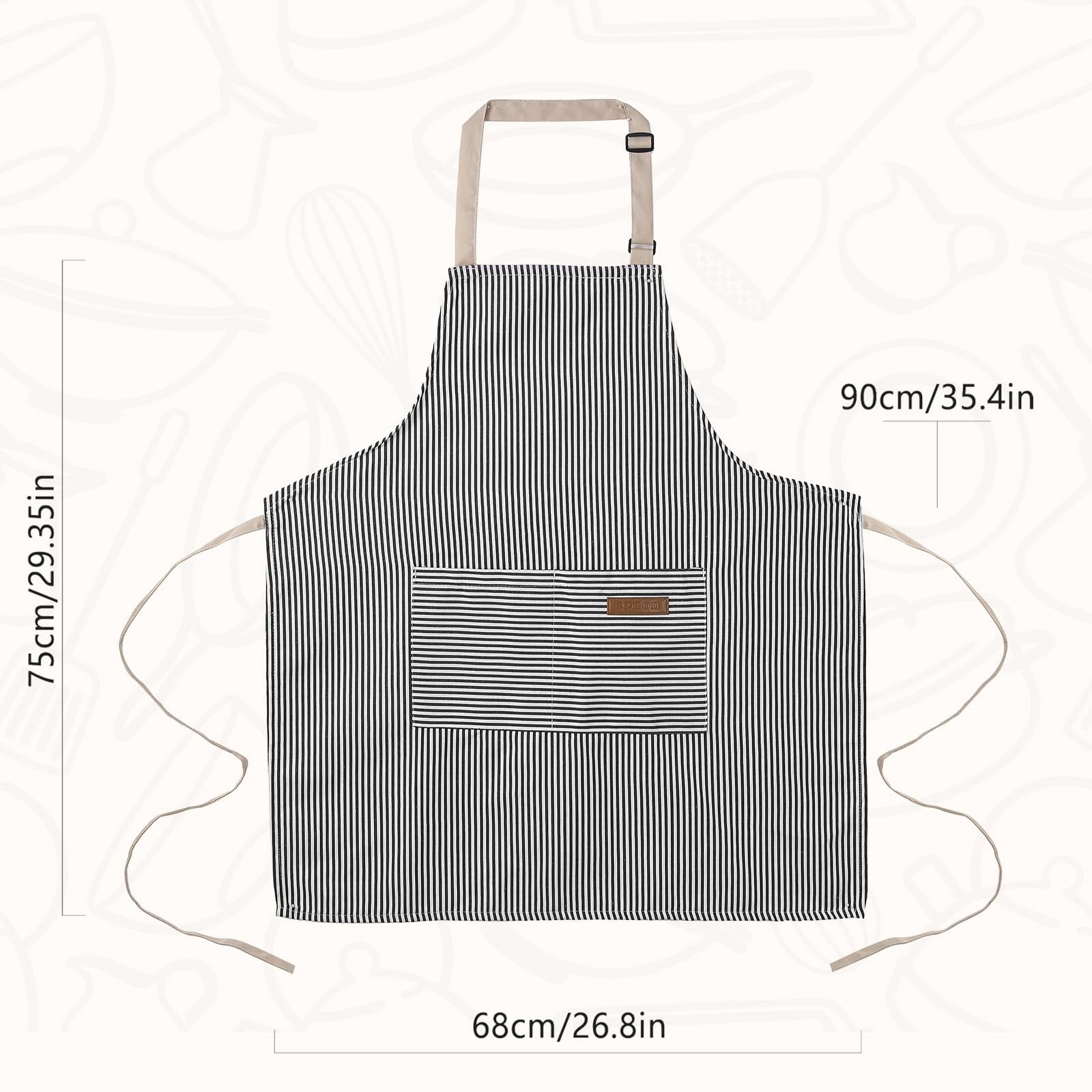 2 Pack Cooking Aprons Adjustable Bib Apron For Women With 2 Pockets  Kitchen Restaurant Men Chefs