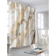thumbnail image 3 of Shower Curtain, Minimalism Marble Texture White Gold Crack Stone Abstract Art Washable Shower Curtain with Hooks Bath Decor Fabric Shower Curtains for Bathroom, Hotel, Stalls, Bathtubs, 66x72 Inch, 3 of 6