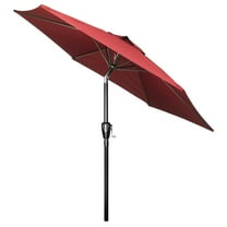 Simple Deluxe 7.5ft Patio Umbrella Outdoor Table Market Yard Umbrella with Push Button Tilt and Crank Lift, 6 Heavy-Duty Ribs for Patio, Garden and Deck Use, Red