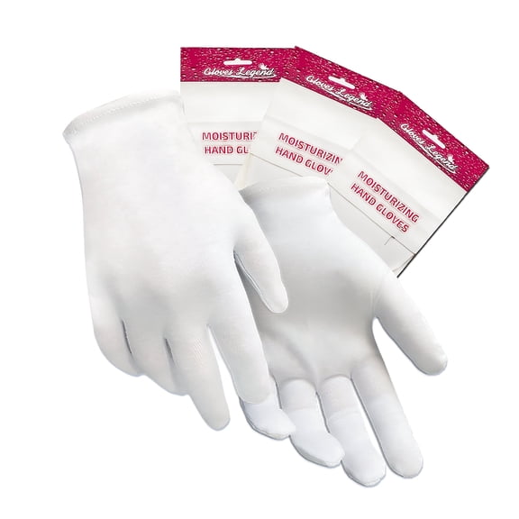 3 Pairs (6 Gloves) - Gloves Legend Women's White Cotton Moisturizing Hand Spa Cosmetic Eczema Gloves for Dry Hands