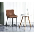 thumbnail image 4 of Upholstered Stool with Tufted Polyurethane Seat in Cognac Brown (Set of 2), 4 of 4