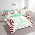 thumbnail image 2 of Erosebridal Green Dripping Baseball Stitch & Batter Silhouette Graphic Twin Bedding Sets 7-Piece, Sport Graphic Bedding Comforter Set for Boys And Girls Kids,Breathable Home Decor, 2 of 6