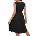 thumbnail image 4 of RYKJLWY Summer Dresses Women Summer Dresses Sleeveless Casual Loose Swing Button Down Midi Dress With Pockets Sun Dress (Black,M), 4 of 4
