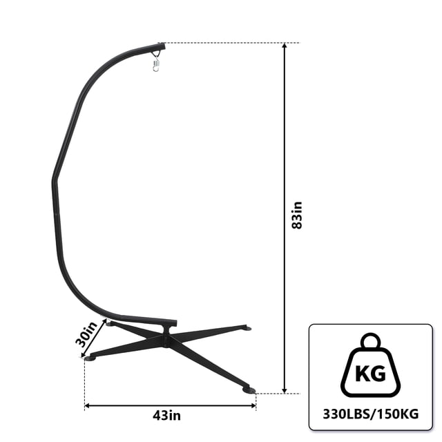 Ourlova Support de Hamac Robuste pour Chaise C-Stand en Métal 330 Lb Balançoire de Porche Seigneur Fini Résistant aux Intempéries Base Décalée Rotation à 360° pour Balcons Vérandas Patios Terrasses