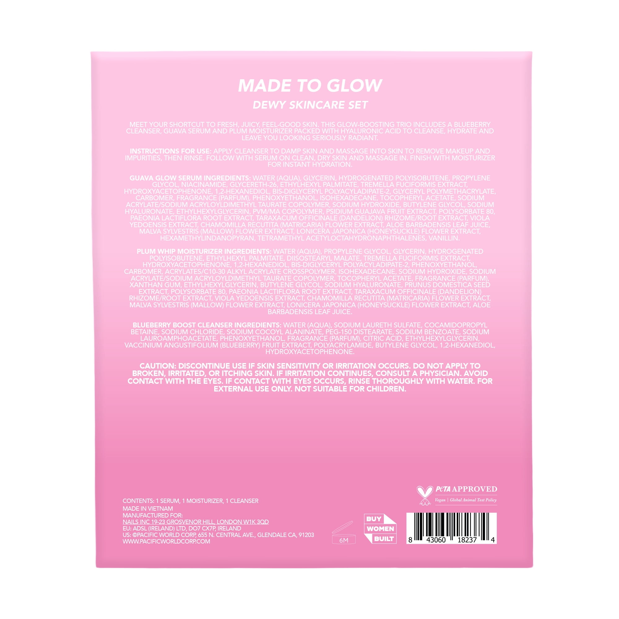 HOLLER Made To Glow Dewy Skincare Set, 3 Piece Set