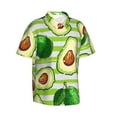 thumbnail image 2 of Balery Avocado Green Striped Print Men's Hawaiian Shirts Short Sleeve Beach Shirt Relaxed Fit Vacation Button Down Shirts-X-Large, 2 of 9