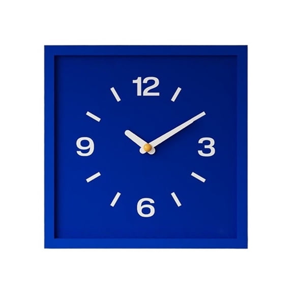 Minimalist Art-Style Wall Clock Deep Blue, Silent Operation Battery Powered