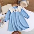 thumbnail image 6 of CPNG Girls Summer Dresses Ruffle Sleeve A-Lined Dress Bow Peter Pan Collar Long Sleeve Sleeveless Button Decor Dress, 6 of 9