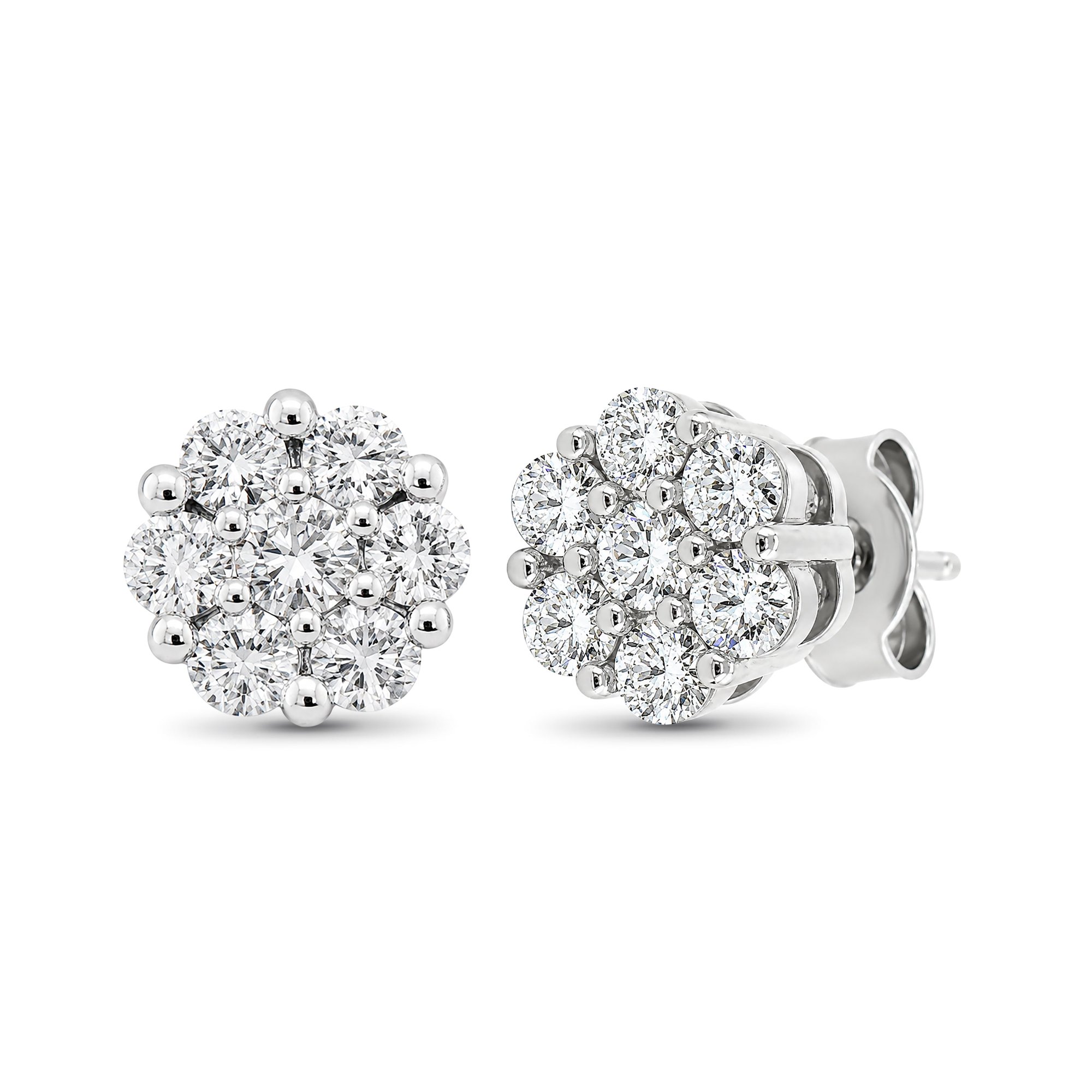 Diamonair Lab-Grown Diamond Stud Earrings for Women | Sterling Silver | Round Cut | Prong Set, Push Back | F Color, VS+ | 1.00 Total Carat Weight | Anniversary, Wedding, Birthday Gift