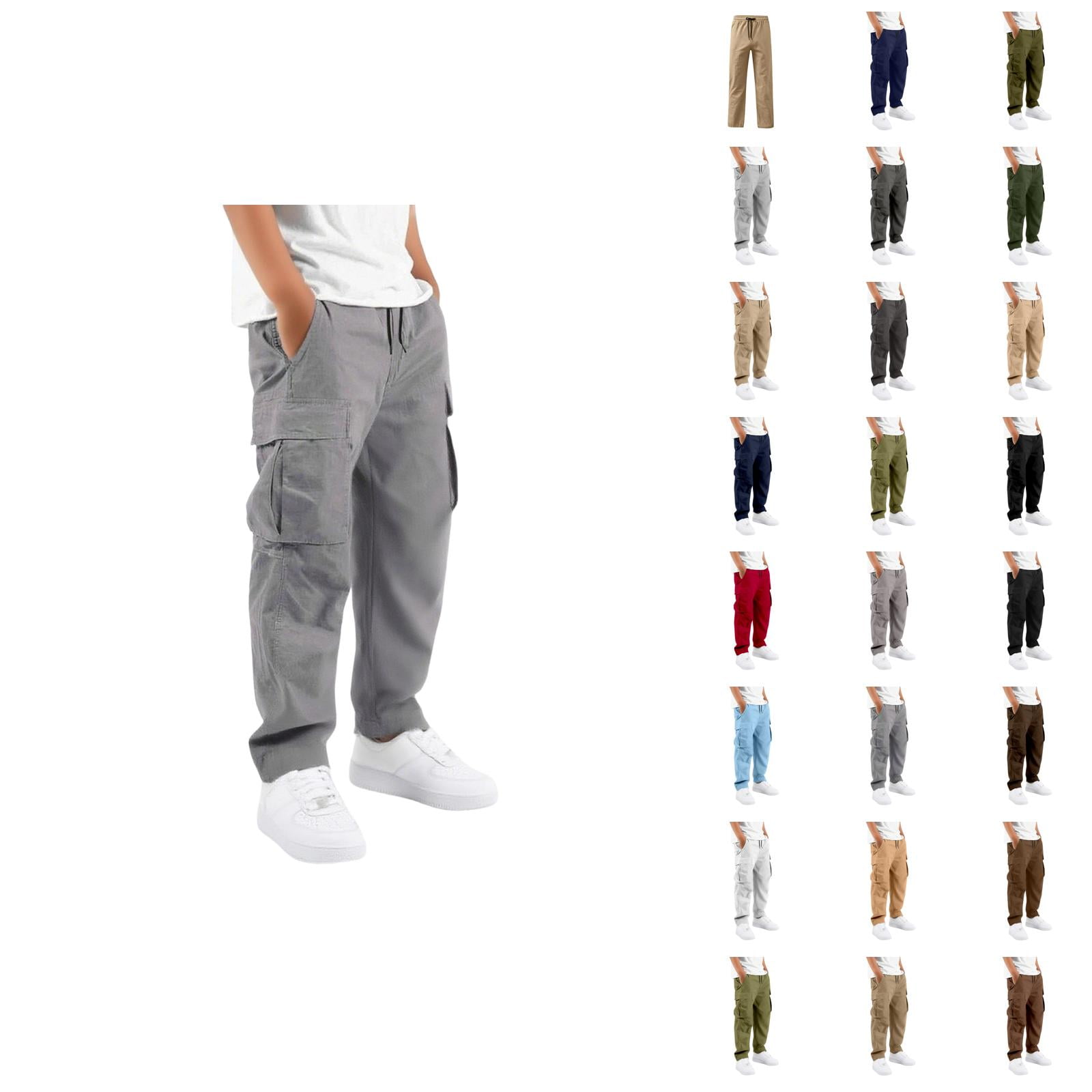 Boys Uniform Cargo Pants Baggy Pants Joggers Back to School Trousers | Elastic Waist Casual Hiking Pants with Pockets Casual School Uniform Pant for Kids 5-6