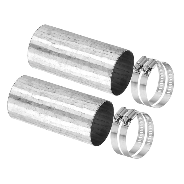 Uxcell Raccord de Conduit 1,9 Pouces, Ensemble de 2 Raccords de Conduits en Fer Galvanisé, Raccord d'Évent de Sécheuse, Raccord de Tuyau d'Extension avec Pinces de Conduit pour Systèmes d'Évacuation de Ventilateur CVC, 4 Pouces de Long