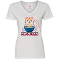 thumbnail image 3 of Inktastic I Love Noodles with Cat Illustration Women's V-Neck T-Shirt, 3 of 5
