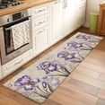 thumbnail image 2 of Purple Iris 2'x6' Runner Rugs for Hallway Kitchen Bedside Non Slip, Spring Vintage Flowers Butterfly Leaves Khaki Entryway Rug Runners with Rubber Backing, Long Carpet Runner for Laundry Room, 2 of 8