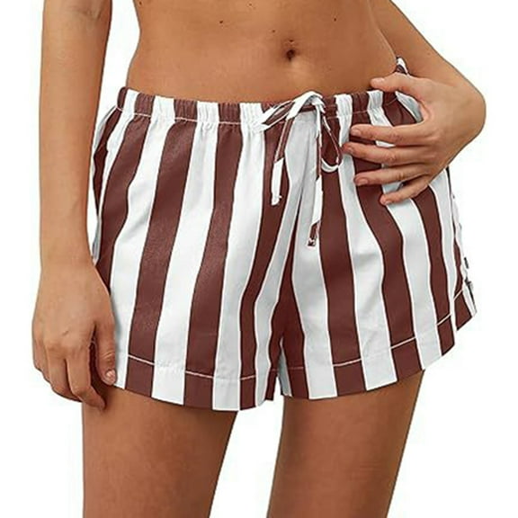 Womens Shorts 2025 Summer Striped High Waist Tie Waist Beach Pants Spring Casual Jean Shorts S-XL