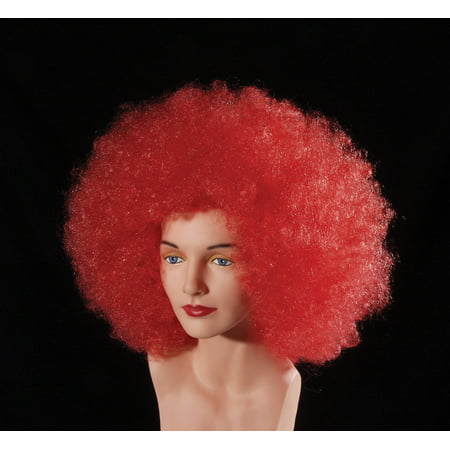 Loftus Huge Fluffy Rodeo Clown Curly Adult Afro Wig, Red, One Size