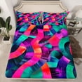 thumbnail image 2 of Castle Fairy Abstract Spiral Stripes Queen Sheet Sets,Gradient Geometric Lines Bed Set, 2 of 7