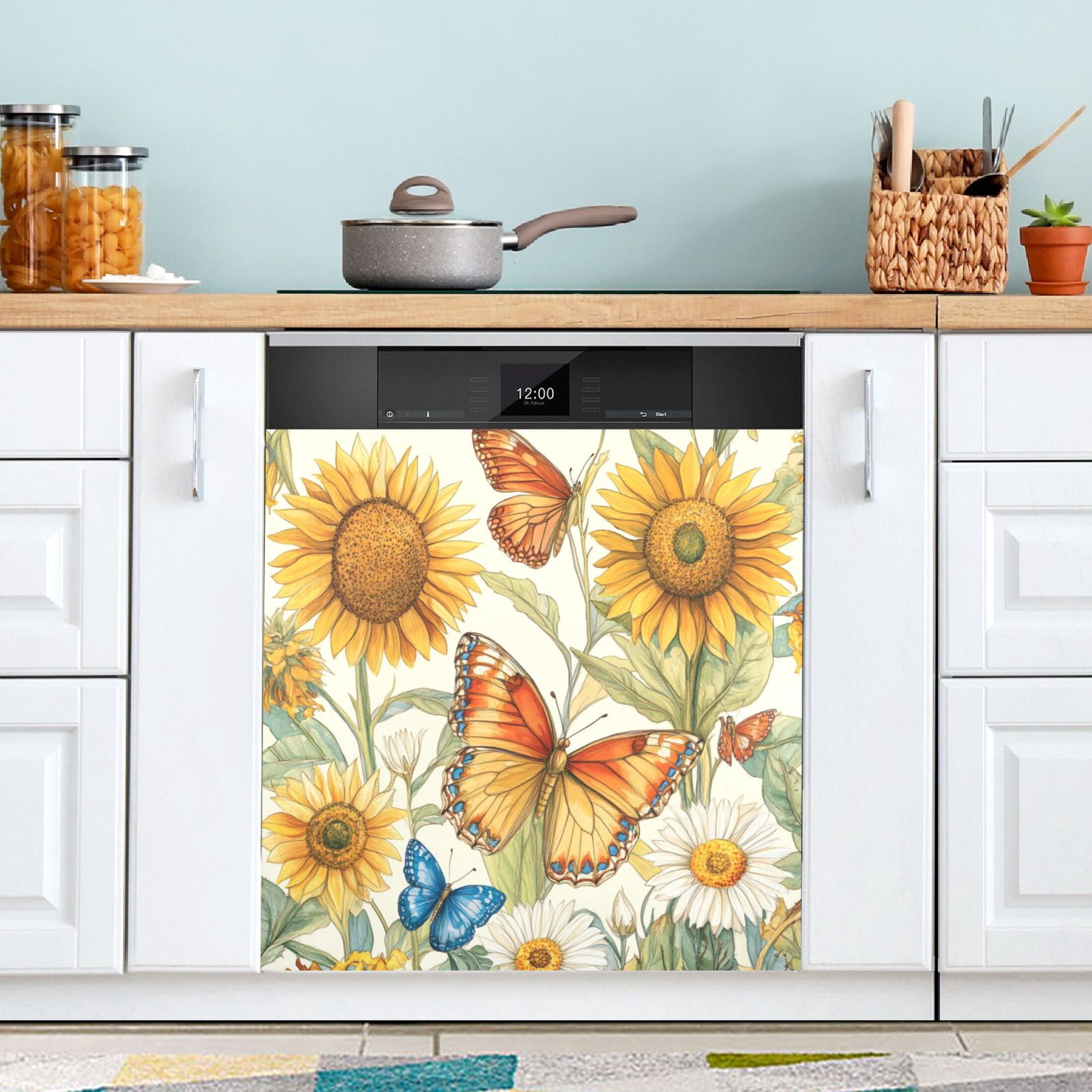 Dishwasher Magnetic Sticker 23x26 Inch Refrigerator Magnetic Sticker Washing Machine Magnetic Sticker Kitchen Panel Magnetic Sticker Home Decor Lovely Orange Butterflies