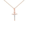 thumbnail image 1 of SOLID ROSE GOLD AND WHITE GOLD INRI CROSS PENDANT NECKLACE ( 1.18" :  14K  Pendant with 18" chain, 1 of 1
