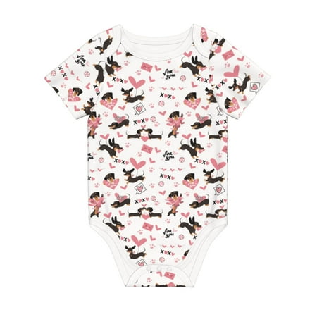 

Coaee Dachshund Dog Puppy for Soft Cotton Baby Short-Sleeve Bodysuit Baby Girls Boys Bodysuit Romper