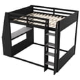 thumbnail image 5 of Mirightone Full over Full Bunk Bed with Gaming Desk and Storage Shelves, Full Wooden Gaming Bunk Bed with LED Light & Charging for Gamer - Black+Grey, 5 of 7