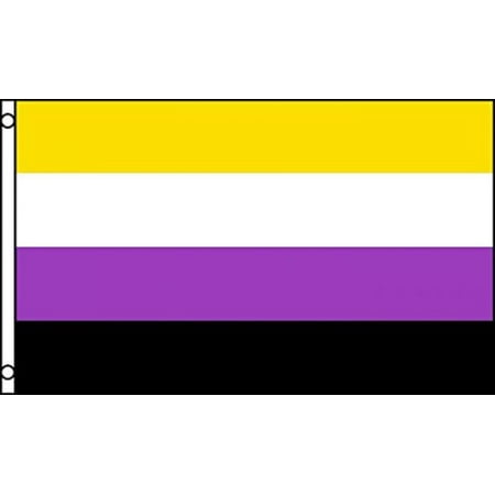 Non-Binary Flag - Premium Double-stitched 100% Polyester w/Brass Grommets 3' x 5', Flag is dye-sublimated with beautiful bold colors. By Best