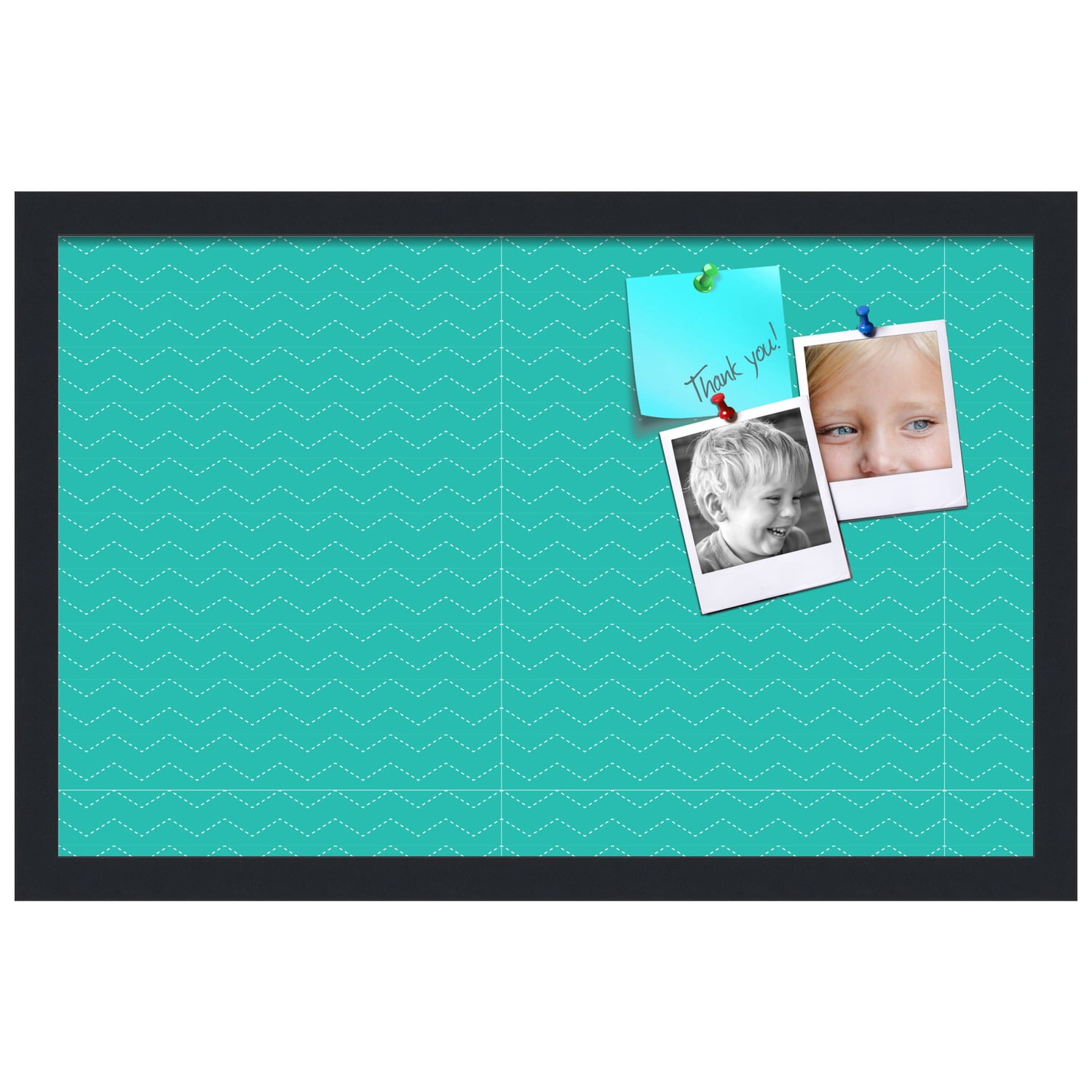 PinPix ArtToFrames 20x12 Custom Cork Bulletin Board    Poster Board Has a Fabric Style Canvas Finish, Framed in Satin Black (PinPix-650)