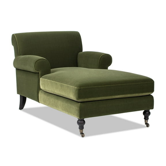 Jennifer Taylor Home Alana Lawson Chaise Lounge Chair in Olive Green Performance Velvet