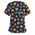 thumbnail image 1 of Hauts à Manches Courtes pour Femmes à Col en V Uniforme de Travail Blouse T-shirt de l'Action de Grâce pour Femmes, 1 of 3