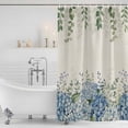 thumbnail image 3 of Spring Hydrangea Bathroom Shower Curtains with Hooks, Blue Flower Green Leaf Vintage Linen Plant Waterproof Fabric Washable Shower Curtain for Home Hotel Bathtub Decor 36x72 Inch, 3 of 9