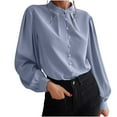 thumbnail image 2 of RYDCOT Women Long Sleeve Tops Dressy Casual Spring Fall Button-Down Shirts office Ladies Blouses and Tops Solid Color Elegant Tops for Women, 2 of 9