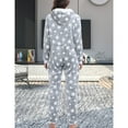 thumbnail image 3 of Defitshape Women's Long Sleeve Hooded Onesie Pajama Fuzzy Fleece Cute Winter Warm Full Zip Adult Onesies Fall Pocket Ribbed Cuffs Footless Cozy One Piece Sleepwear w/ Hood Grey XX-Large, 3 of 5