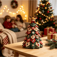 thumbnail image 3 of 2026 New DIY Quilted Christmas Tree Kit Handmade Fabric Tabletop Holiday Decor, Patchwork Craft with Character Topper for Mantel Shelf,A, 3 of 5