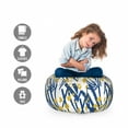 thumbnail image 2 of Mustard Storage Toy Bag Chair, Brush Strokes Drawn Modern Abstract Doodles Scribbles Spots Sketching, Stuffed Animal Organizer Washable Bag, Large Size, Sea Blue and Dark Yellow, by Ambesonne, 2 of 3