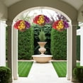 thumbnail image 4 of Artificial Flower in Hanging Basket Outdoor Indoor Garden Yard,Coconut Lining Flowerpot with Faux Plant,Daisy with Eucalyptus Leaves Arrangement for Home Spring Summer Decor(Red Purple Yellow), 4 of 6
