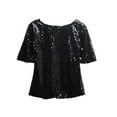 thumbnail image 4 of Fashion Women Glistening Sequin Slim Shirt Tops Casual Blouses Women T Shirts, 4 of 5
