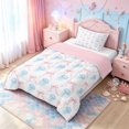 thumbnail image 2 of meiyoeat Kawaii Blue Jellyfish Twin Comforter Sets for Girls, Pink Watercolor Bow Ribbon Bedding Set, Pink Reversible, 2pcs, 1 Comforter and 1 Pillowcase, 2 of 6
