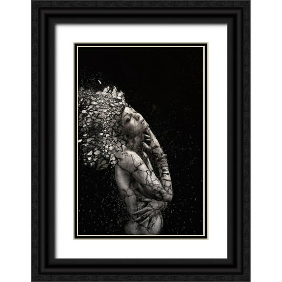 Brouzes, Alexandre 23x32 Black Ornate Wood Framed with Double Matting Museum Art Print Titled - The Fragile Squaw