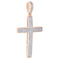 thumbnail image 2 of 10K Rose Gold Real Diamond Dome Cross Pendant 1.40" Unisex Pave Charm 1/4 CT., 2 of 6